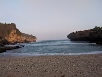 An elegant interface showing a centered feedback popup over a subtle beach scene.