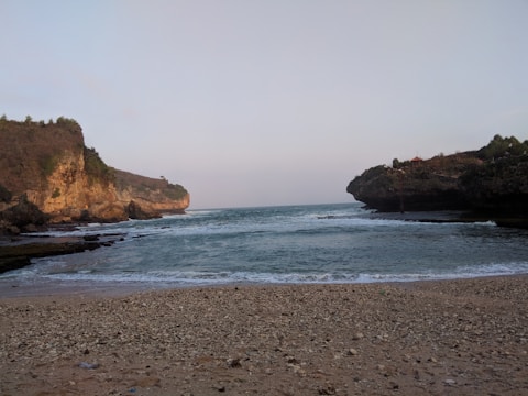 An elegant interface showing a centered feedback popup over a subtle beach scene.