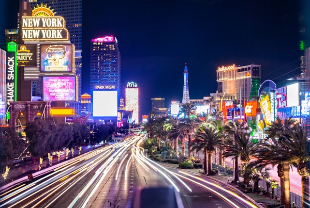 time lapse photography of Las Vegas during night time. VacationZip.com