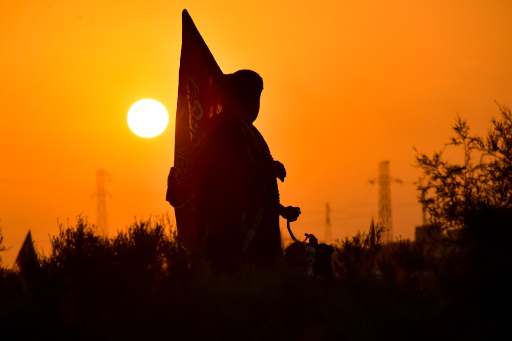 silhouette of man riding horse during sunset