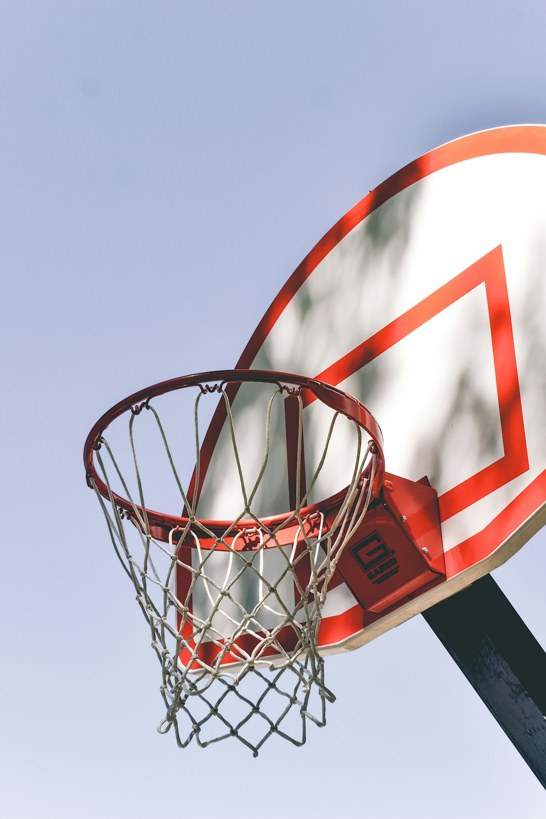 white red and blue basketball hoop