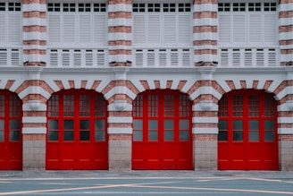 red and white concrete building