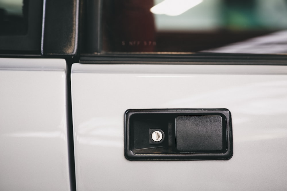 black and white car door