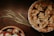 Close-up of a rustic homemade pie cooling on a wooden table.