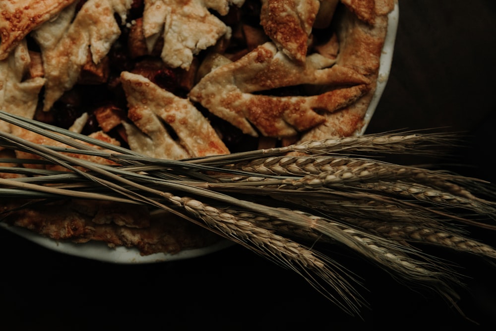 brown and white food on brown wooden table