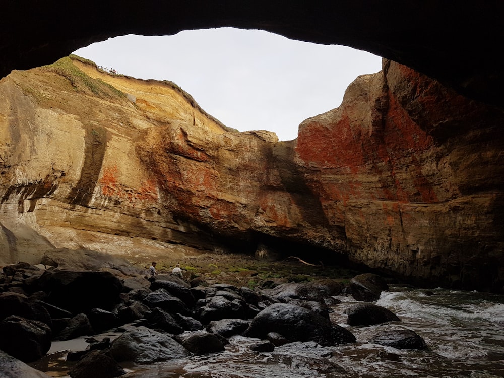 brown rock formation under white sky during daytime