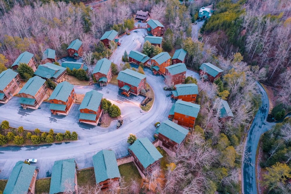 aerial view of houses and trees during daytime