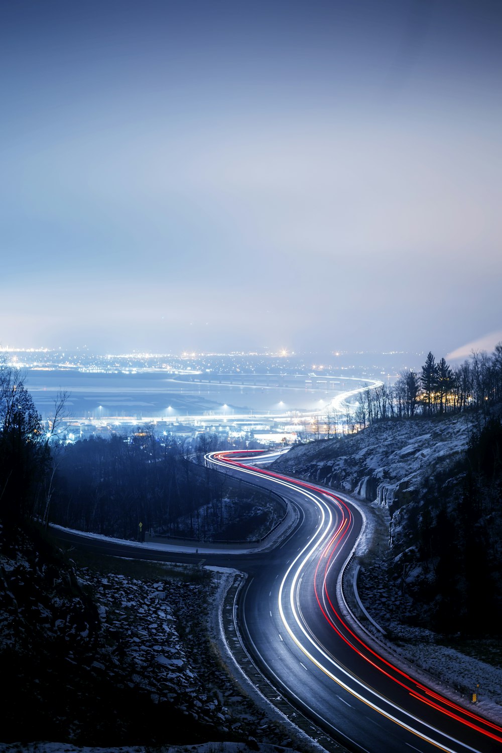 time lapse photography of city lights during night time