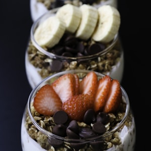 strawberries in clear glass cup