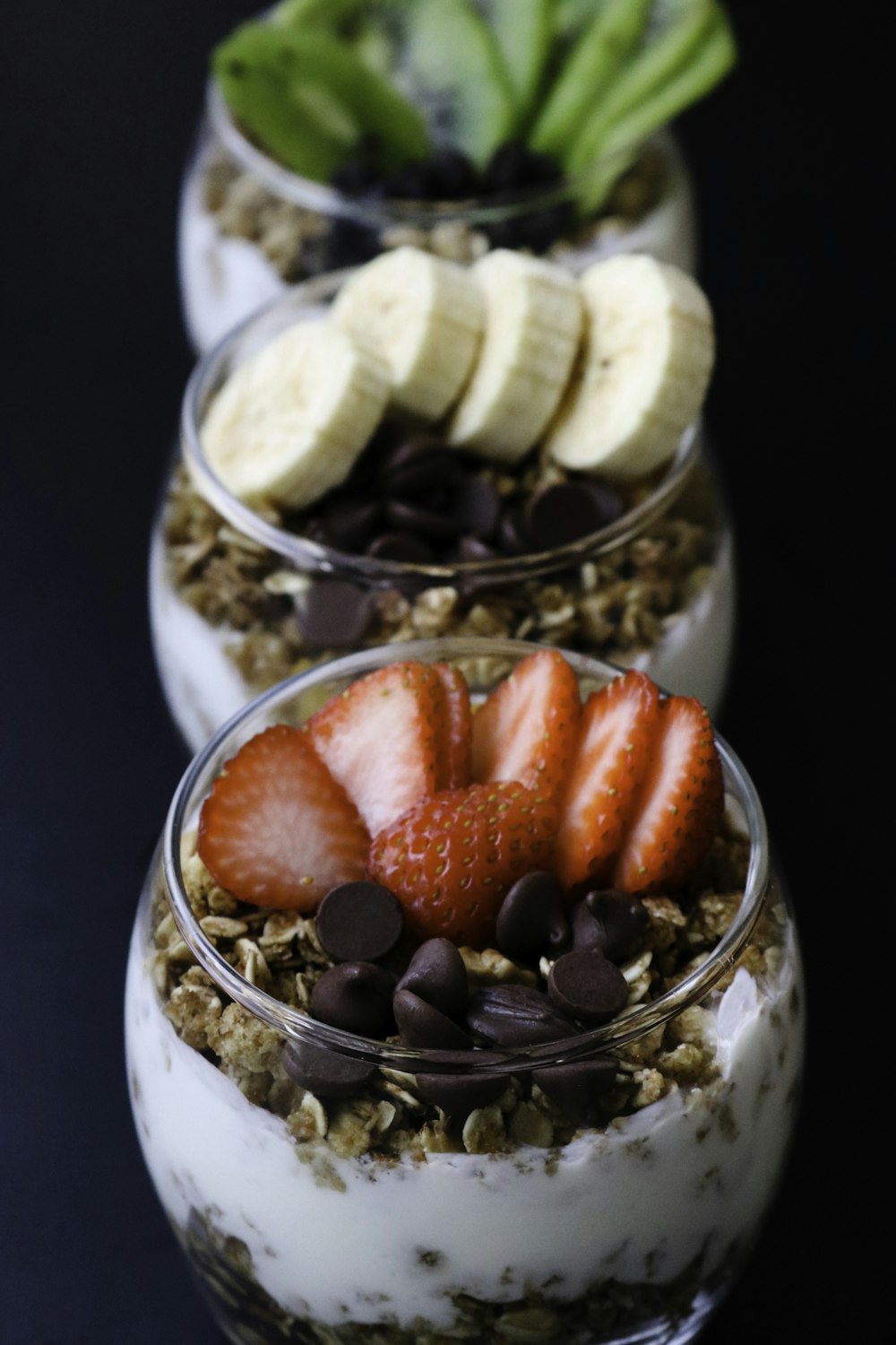 strawberries in clear glass cup