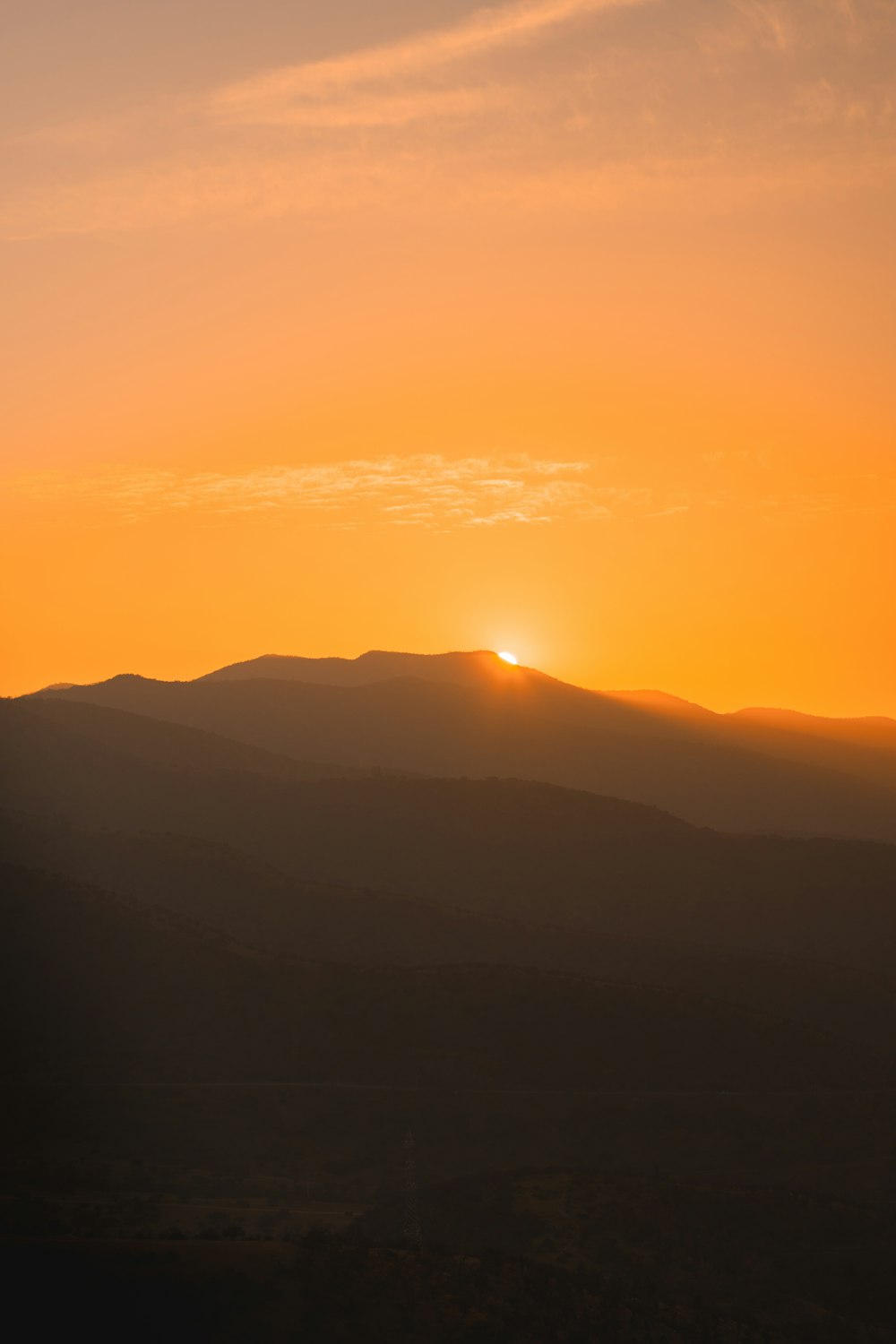 silhouette of mountains during sunset