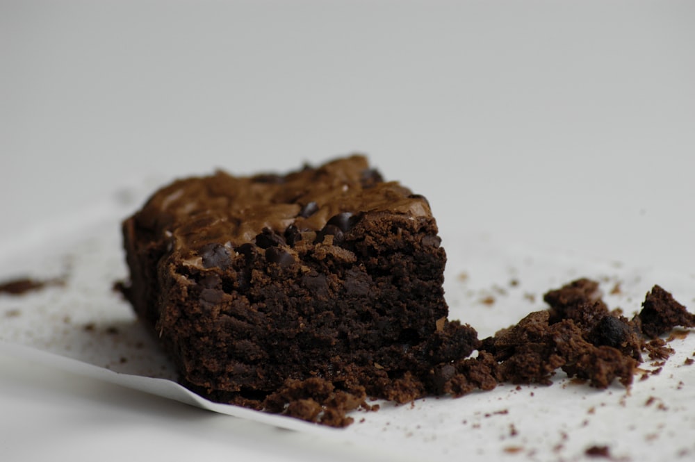 chocolate cake on white ceramic plate