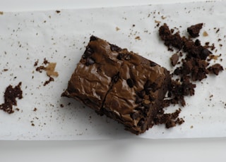 chocolate cake on white ceramic plate