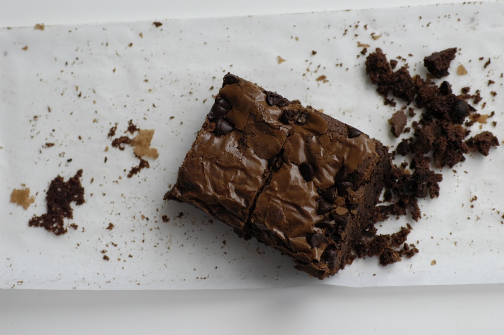 chocolate cake on white ceramic plate