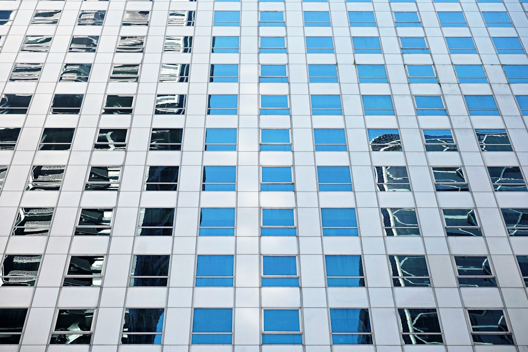 white and blue concrete building