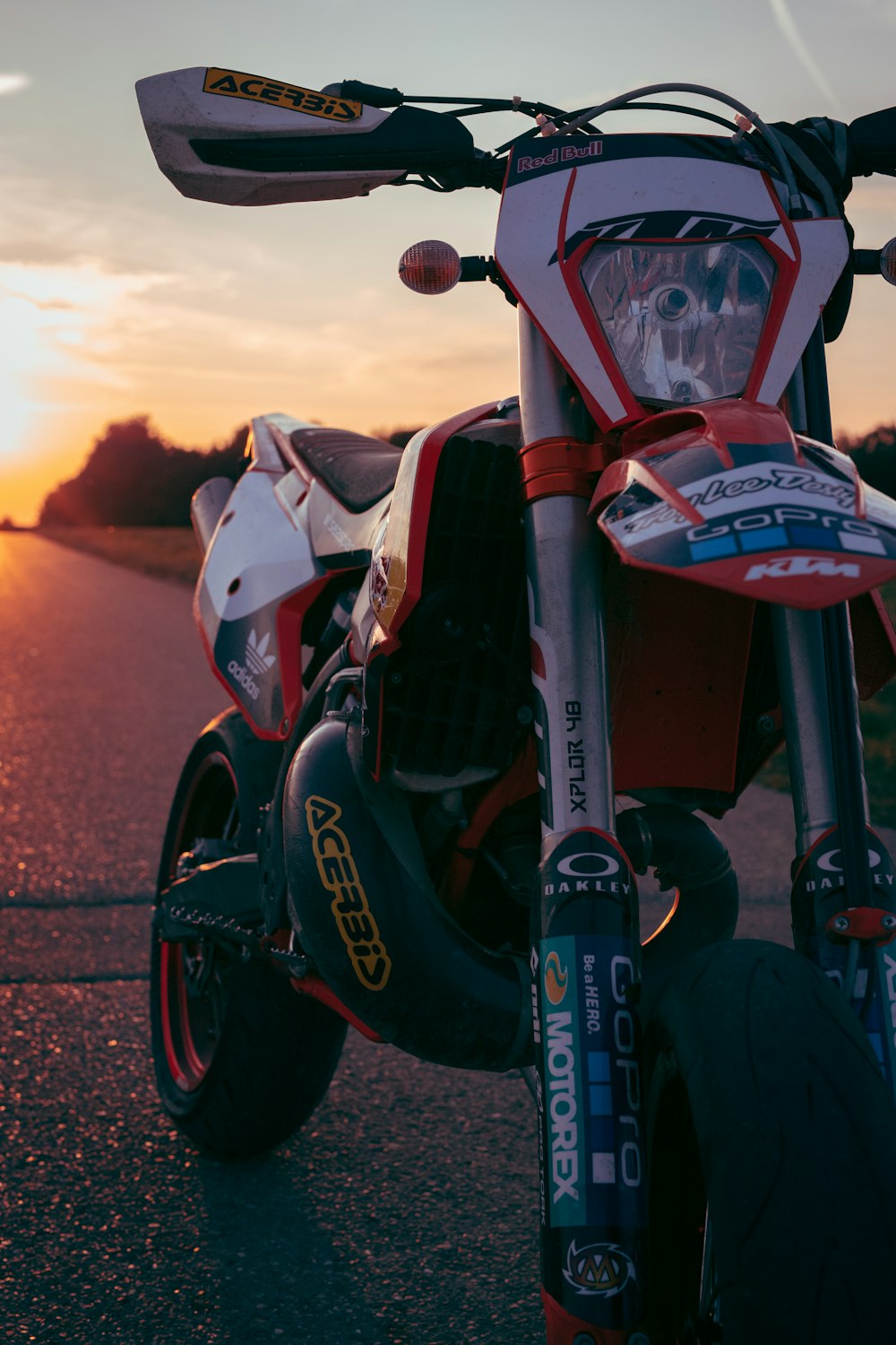 red and white sports bike