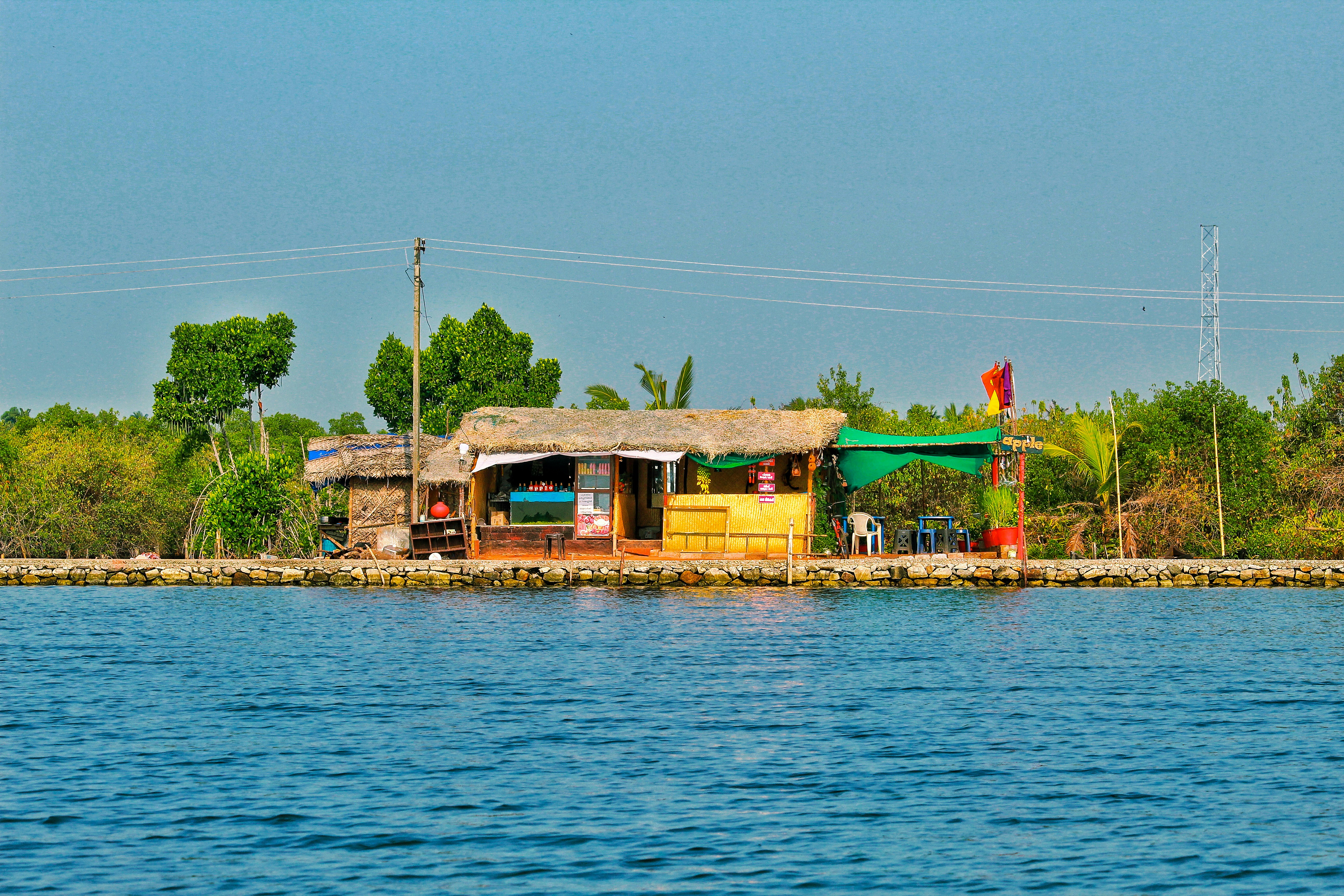 brown wooden house on body of water during daytime