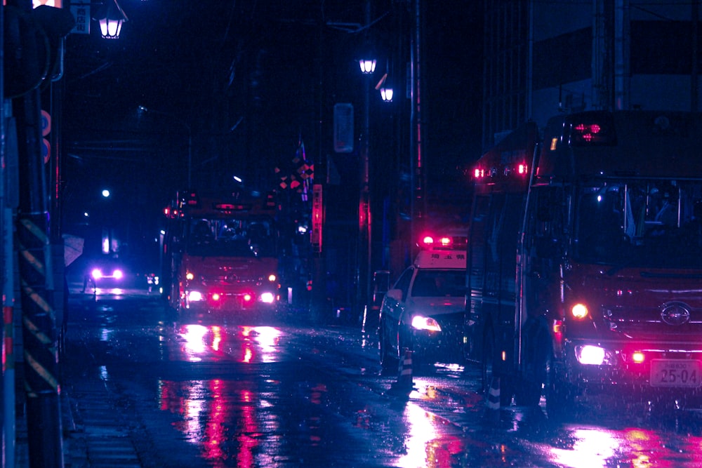 cars on road during night time