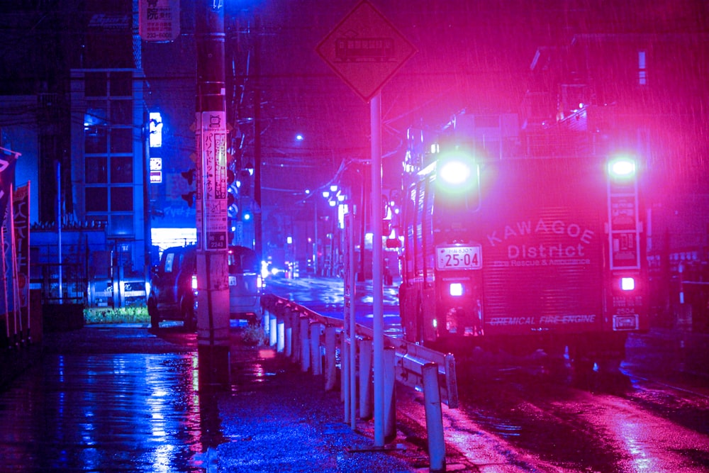 red lighted street lights during night time