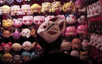 pink and white animal head decors