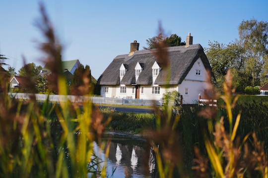 white and brown house beside river during daytime