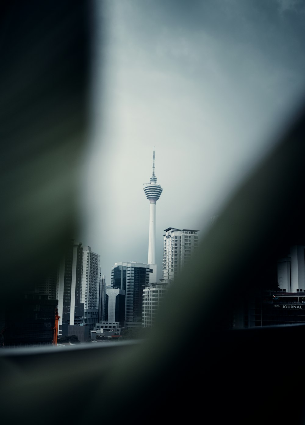 city skyline during night time