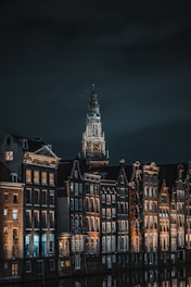brown and white concrete building during nighttime