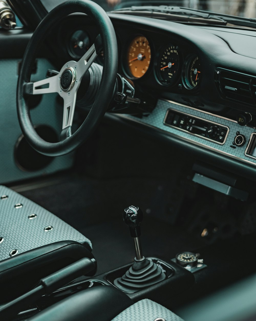 black and silver car interior