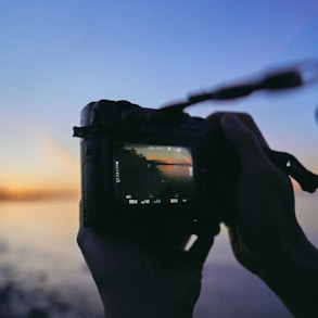 person holding black dslr camera