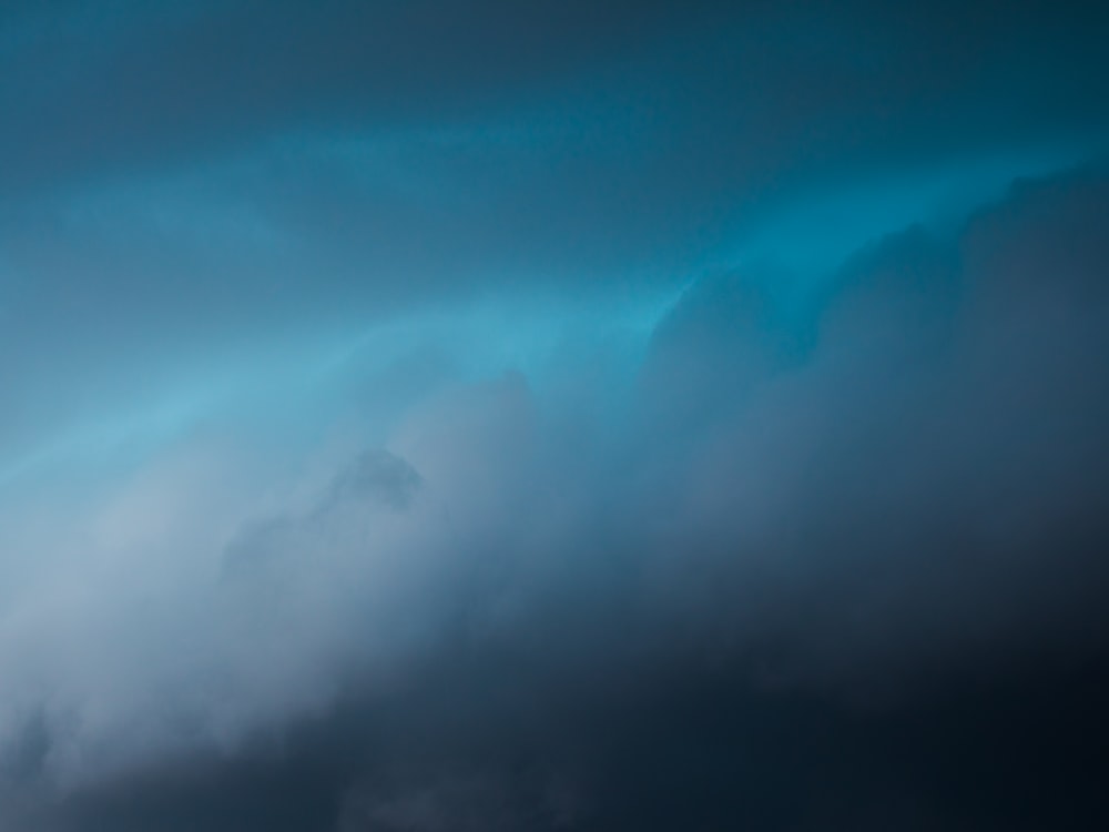 blue and white sky during night time