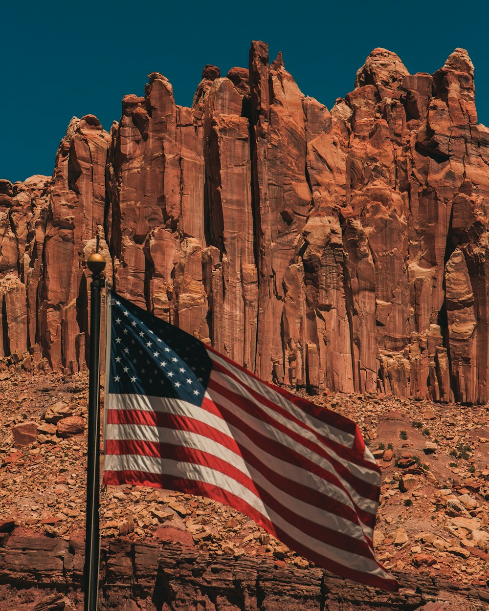 US eine Flagge auf der Stange