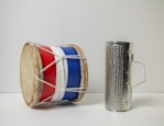 red and silver drum set