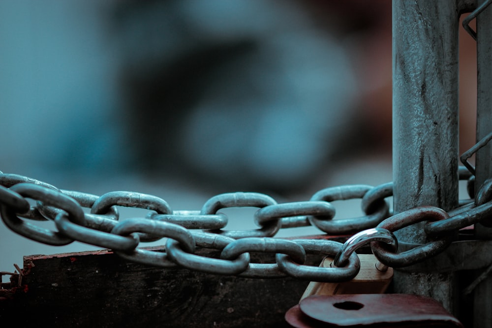 grey metal chain with padlock