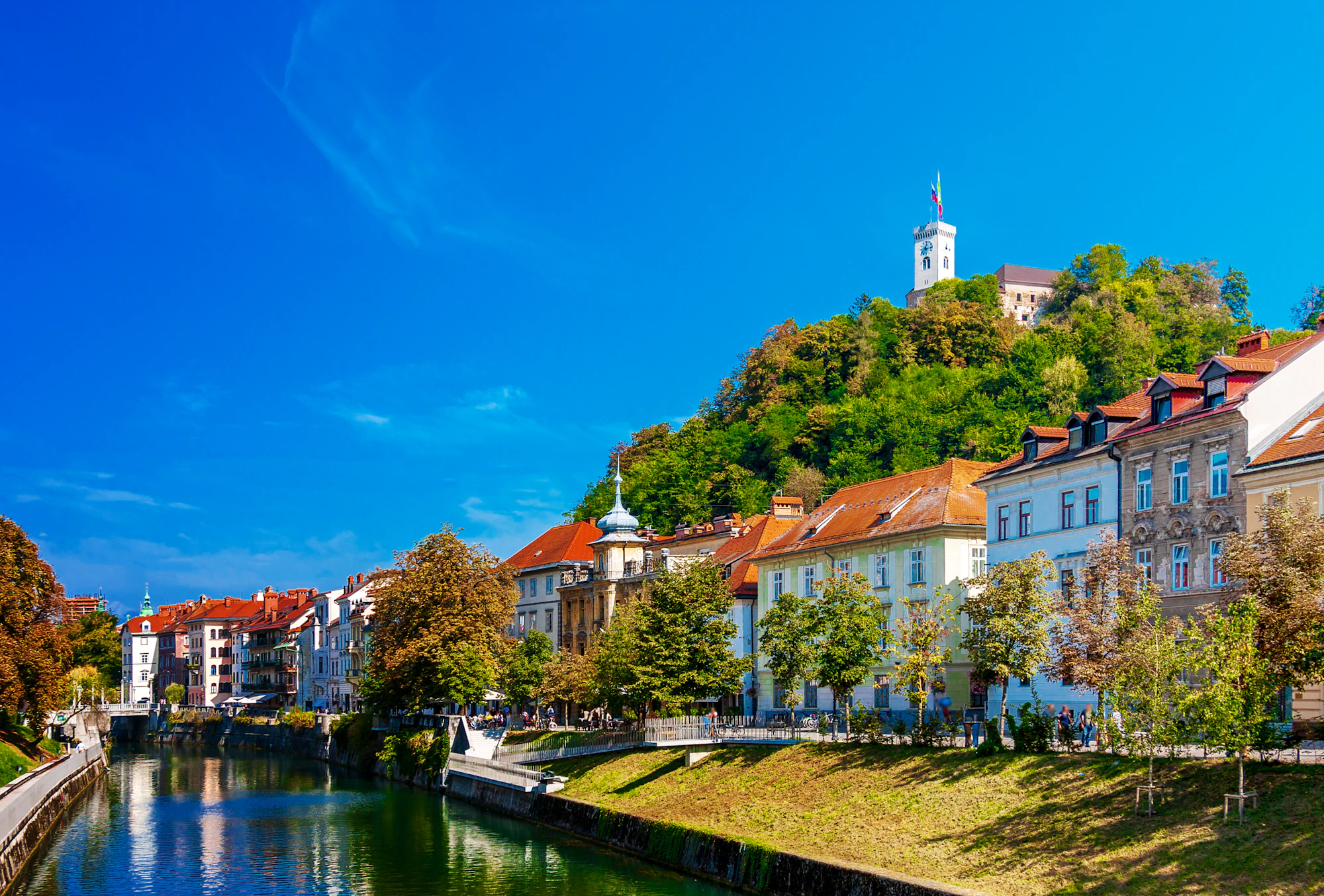 Ljubljana riverside and castle — municipal tourist-tax territory