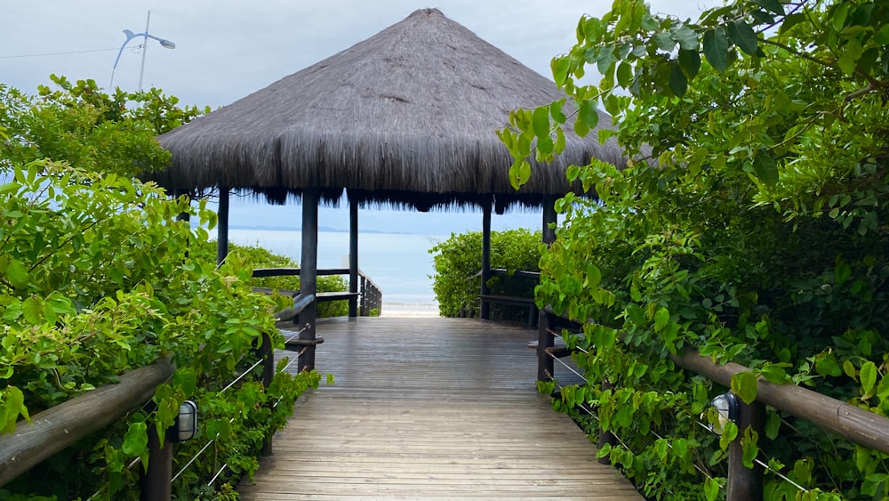 brown wooden dock near brown wooden house