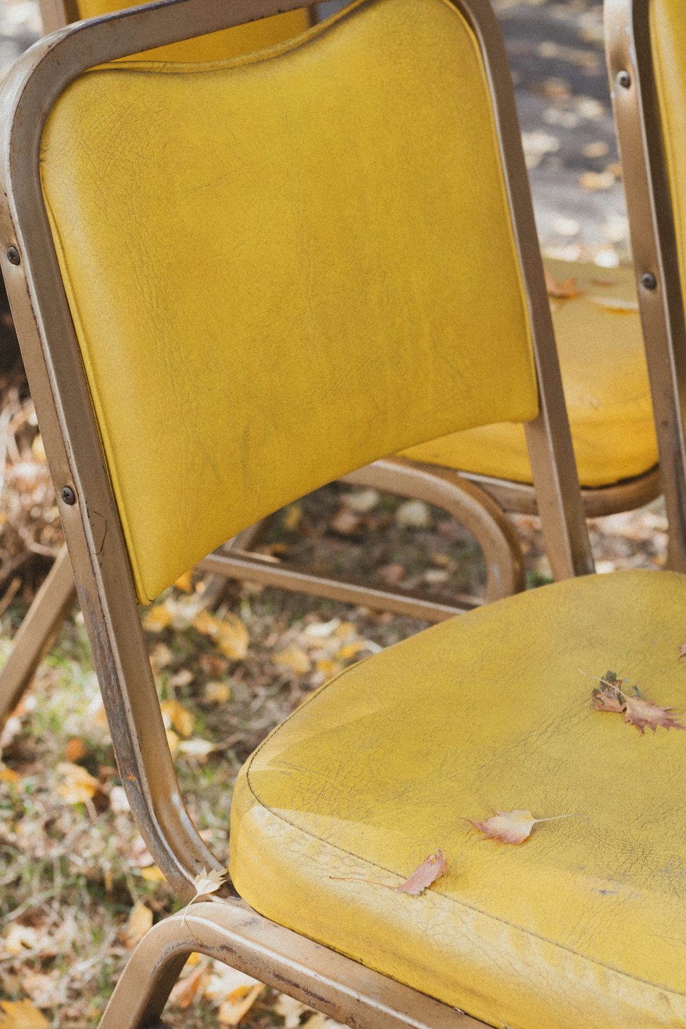 yellow and gray chair on gray concrete floor