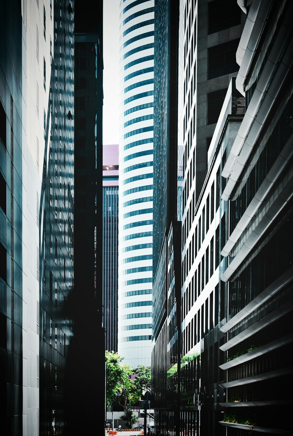 white and blue concrete building