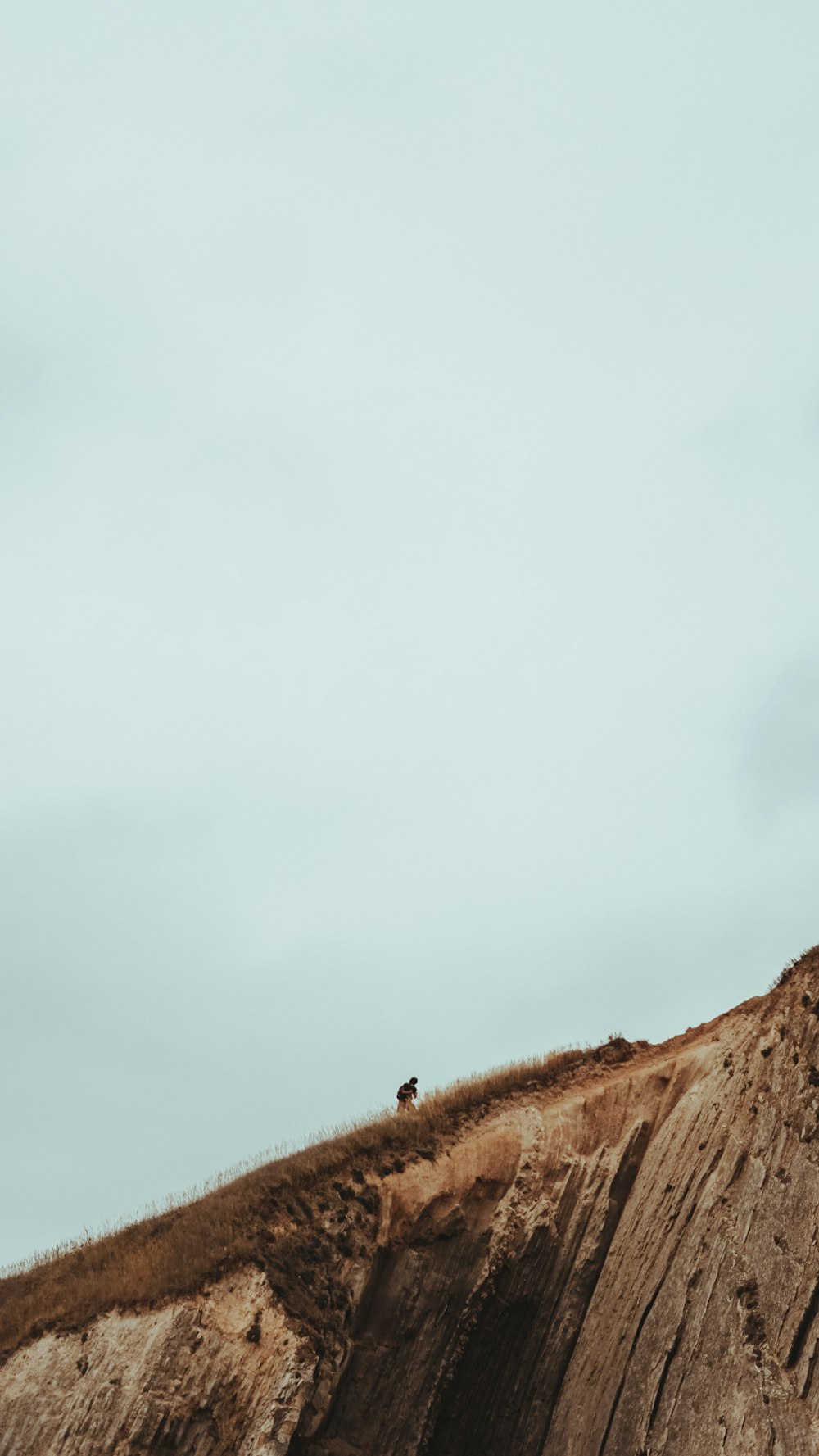 people walking on brown hill under white sky during daytime