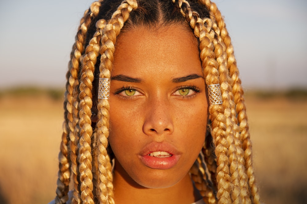 woman with brown braided hair