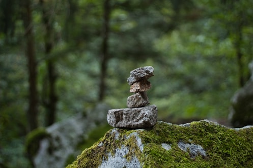 gray stone stack on gray rock