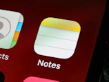 Display of a note-taking app featuring organized notes and a sidebar menu.