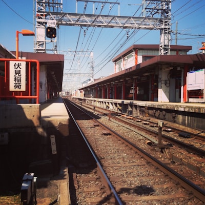 Wide shot of Posto Iso station building with clear blue sky background.