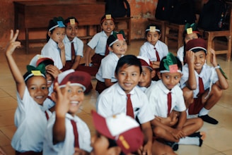 children wearing white school uniform