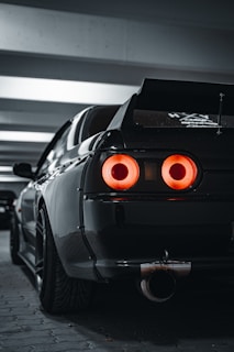 black car in a parking lot