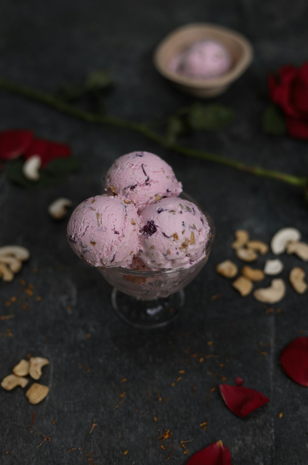 ice cream with cherry on top