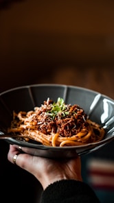 pasta dish on white ceramic bowl