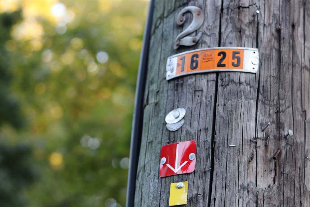 brown wooden fence with red and white number 6 print