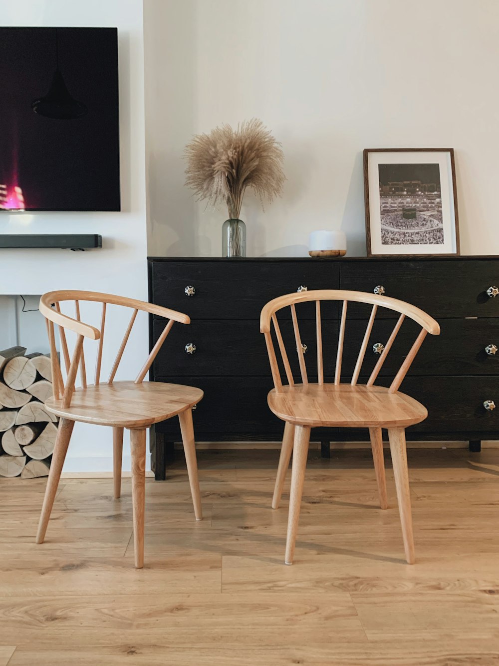 brown wooden chair beside table