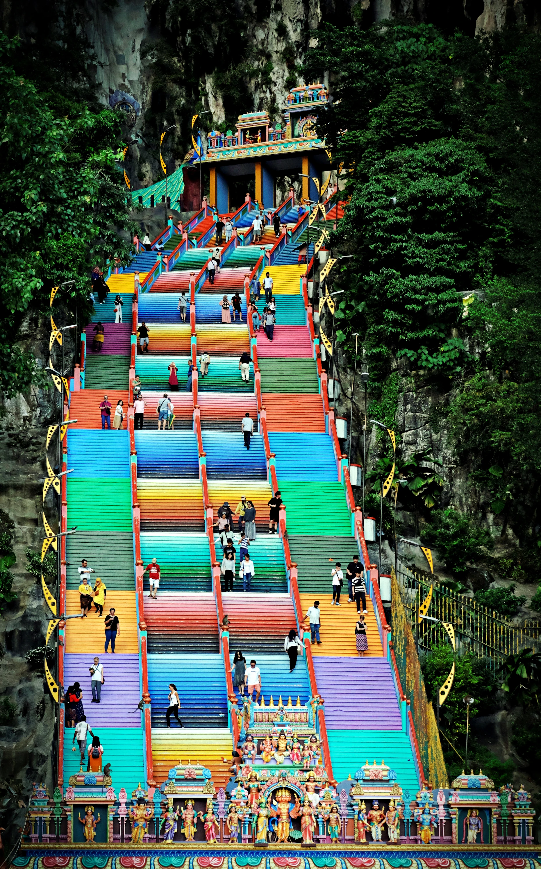 The vibrant rainbow stairs of Batu Caves