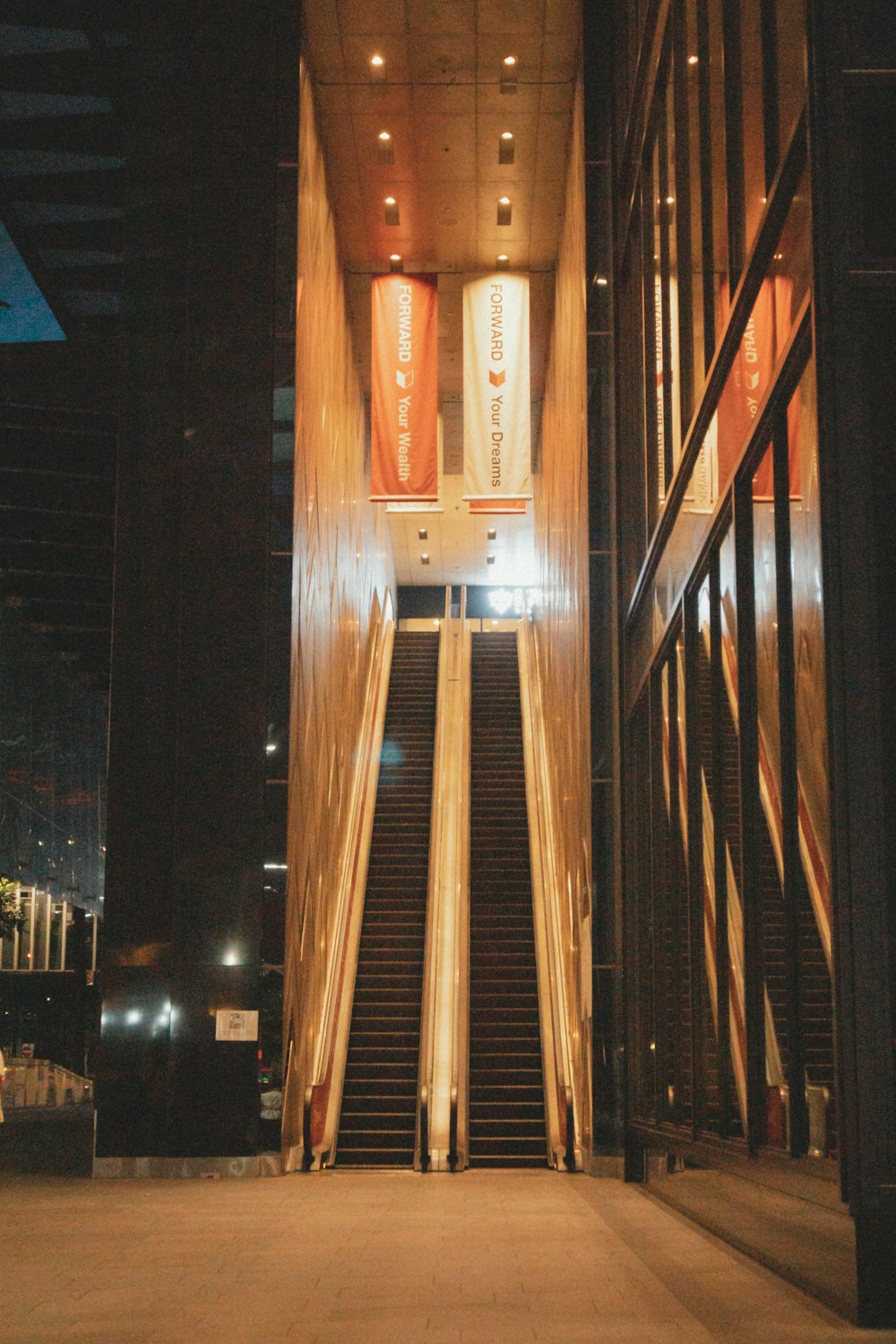 brown wooden ladder during night time